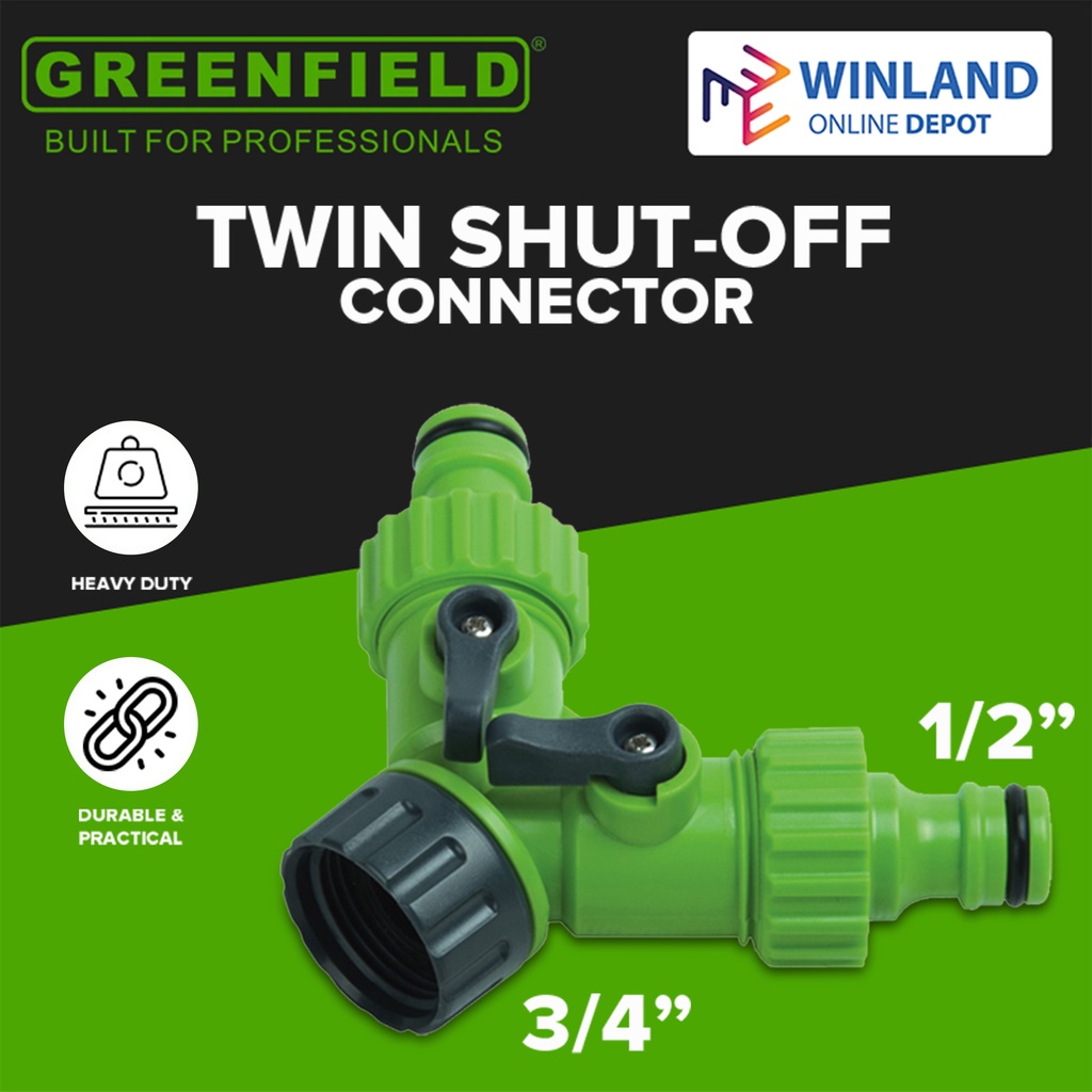 Greenfield by Winland Plastic Garden Hose Spray Twin Shut-Off Connector ...