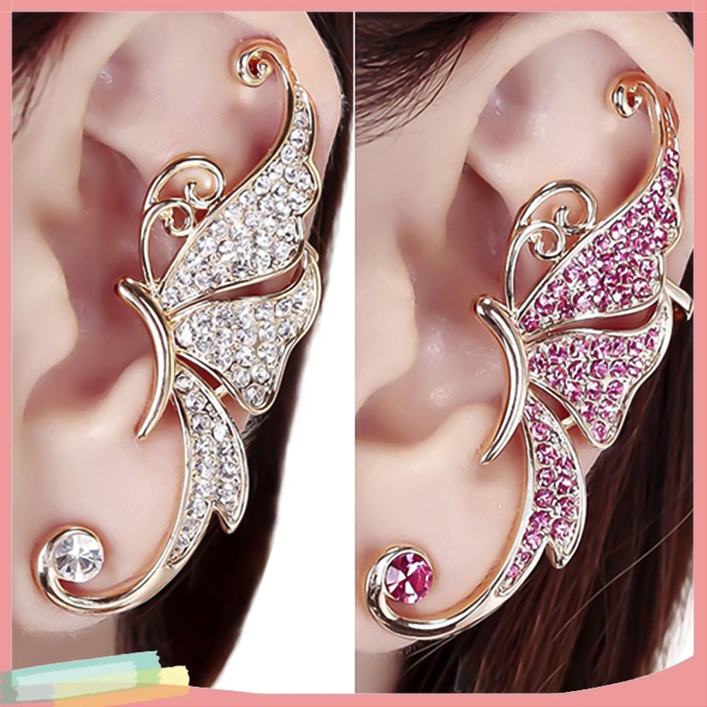 [LK] 1 Pc Women Fashion Butterfly Wings Shape Left Ear Clip Clamp ...