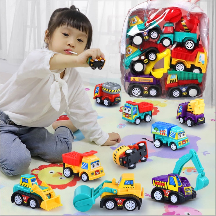 6 in 1 Pull Back Car Toys Dump Truck Toys Excavator Toys Toy Car For