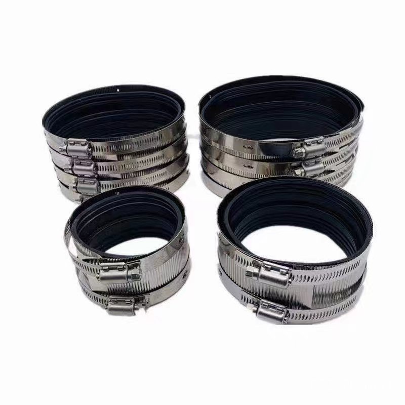 Stainless Steel Double Band Repair Cast Iron Pipe Clamp Flexible Rubber
