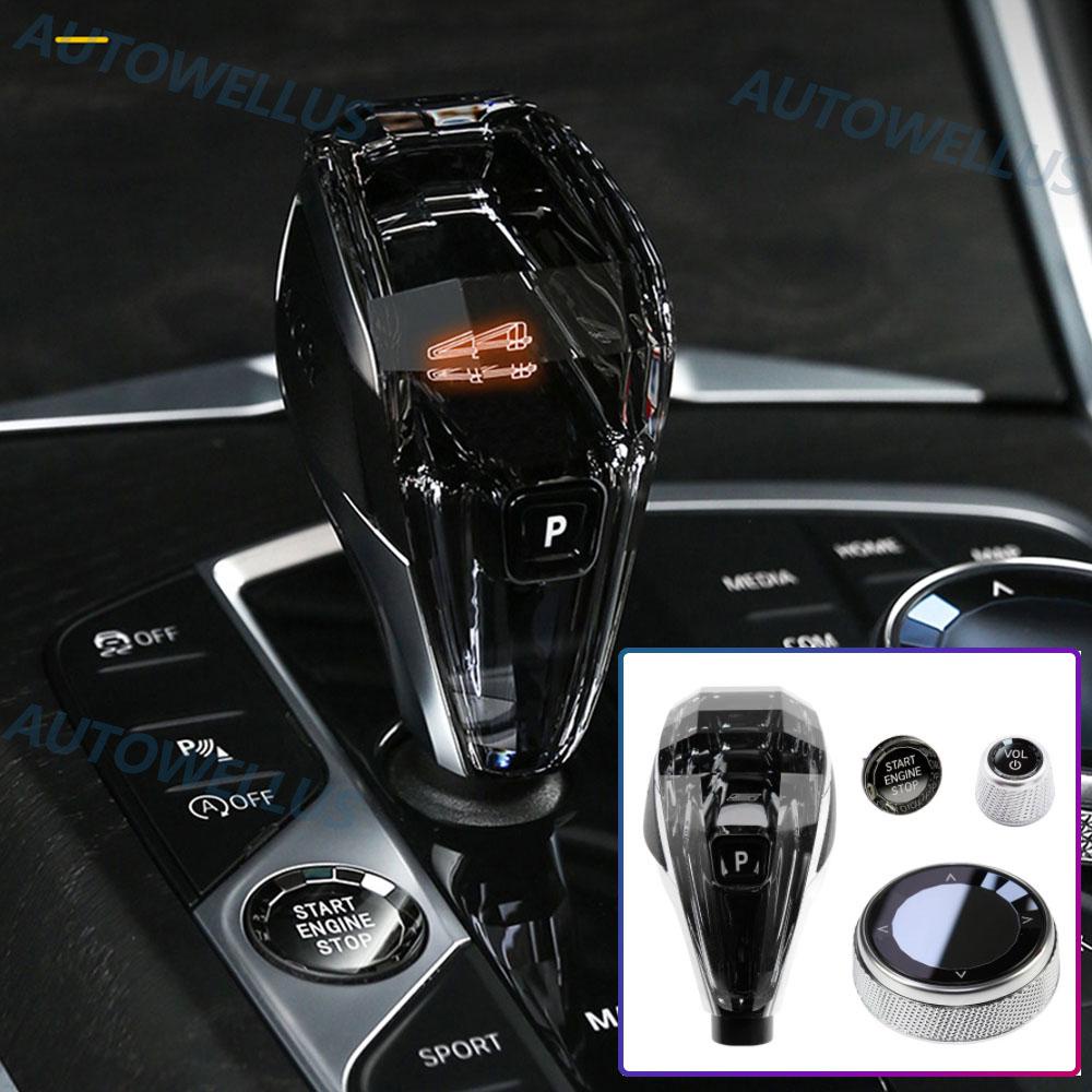 Crystal 4Piece Set Gear Shift Knob Volume Button For BMW 3 4 8 series
