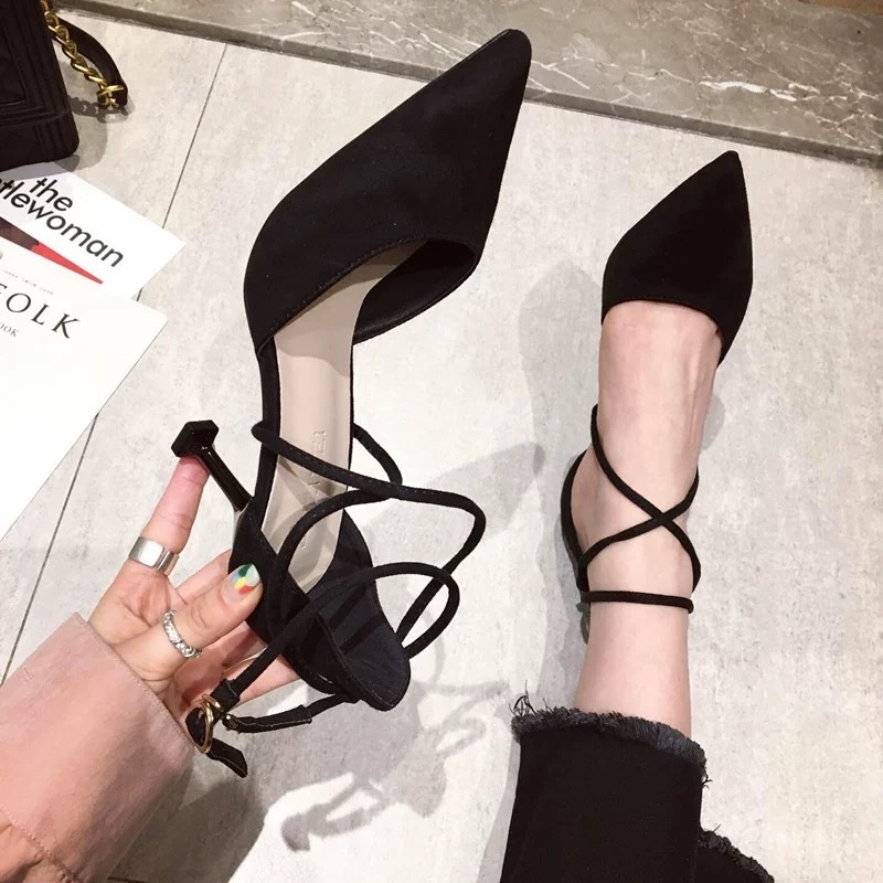 Black High Heels Women Stiletto Heel 5cm2022 Summer New Style All-Match ...