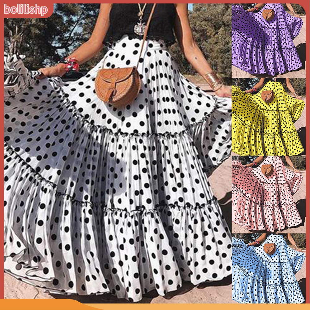 Plus size polka dot maxi skirt sales