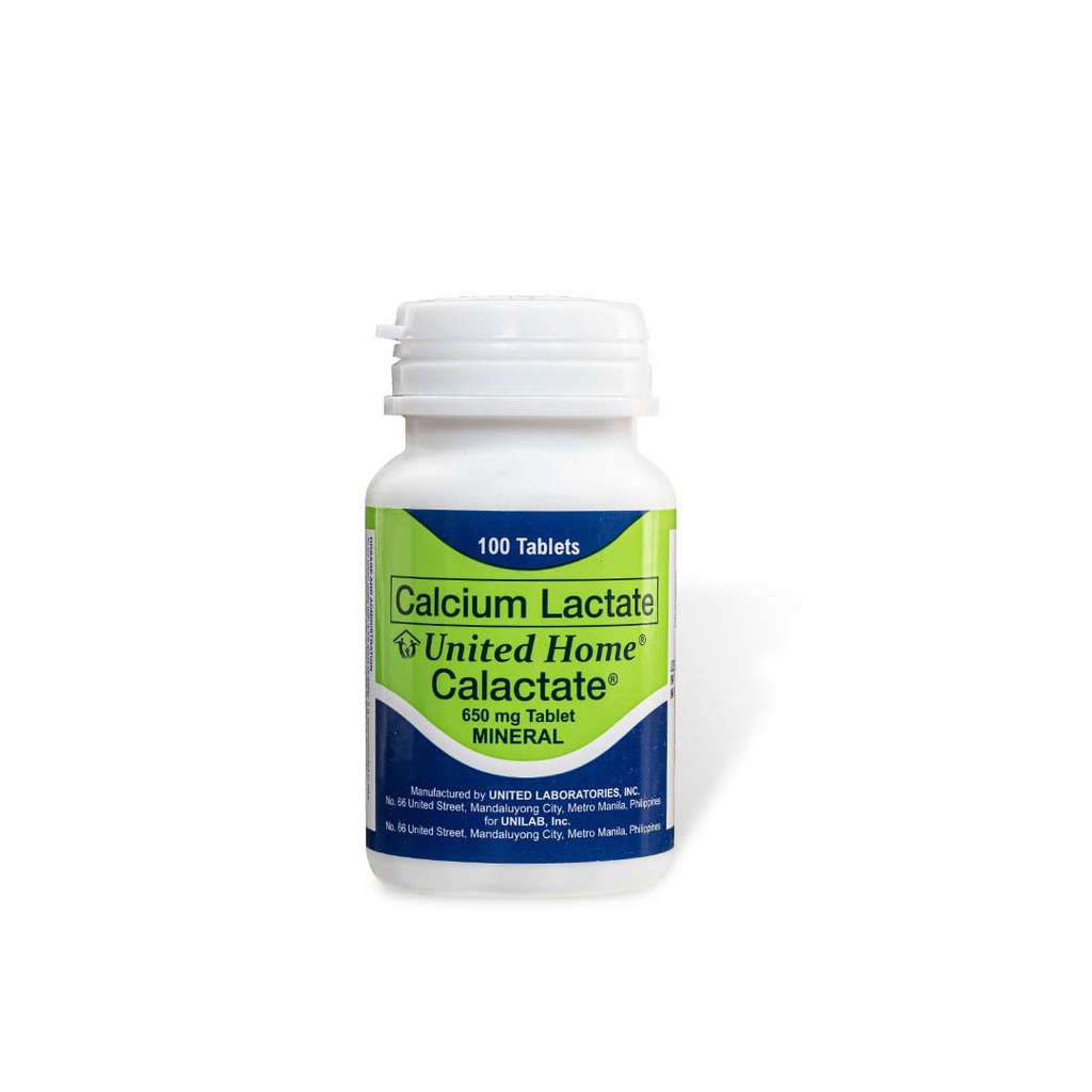 United Home Calactate 650Mg 100 Tablets (Calcium Supplements for