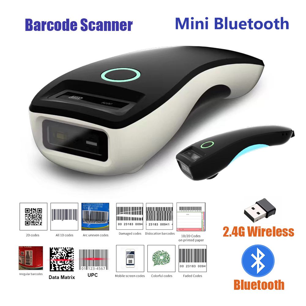 Mini 2D Barcode Scanner W6 Wireless Bluetooth Handheld Portable 1D 2D ...