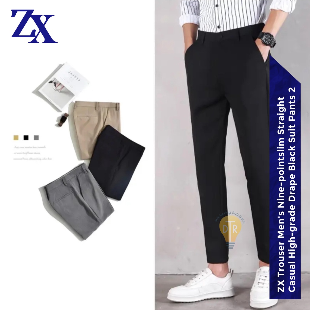 ZX Korean Style ankle cut slim fit trouser cotton silk fabric classic ...