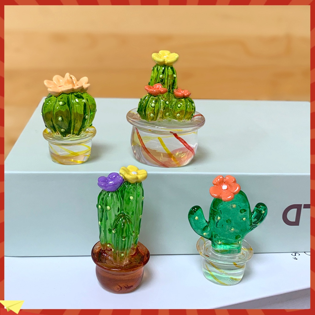 (Unitedjr) Mini Cactus Figurine Car Tabletop Desk Cactus Statue ...