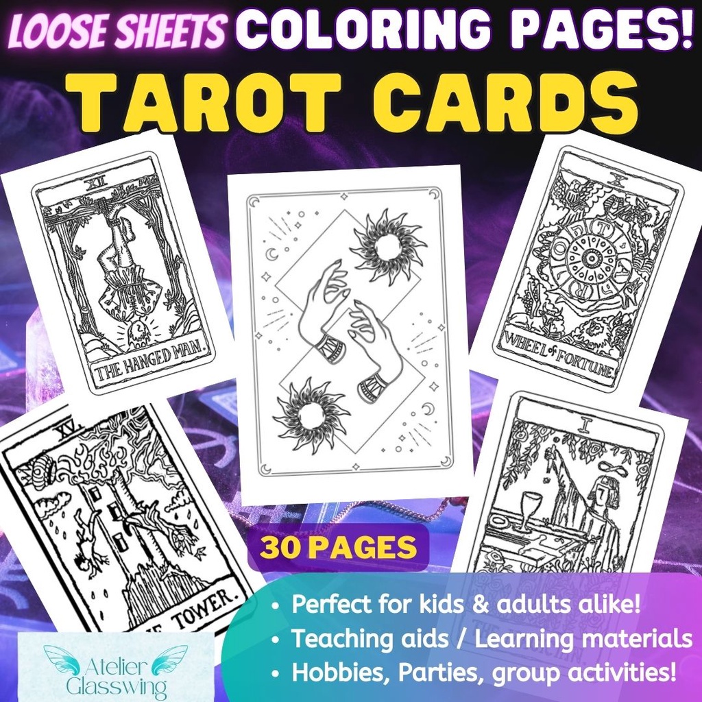 ☌TAROT CARDS Coloring pages for adults! 30 loose coloring sheets for ...