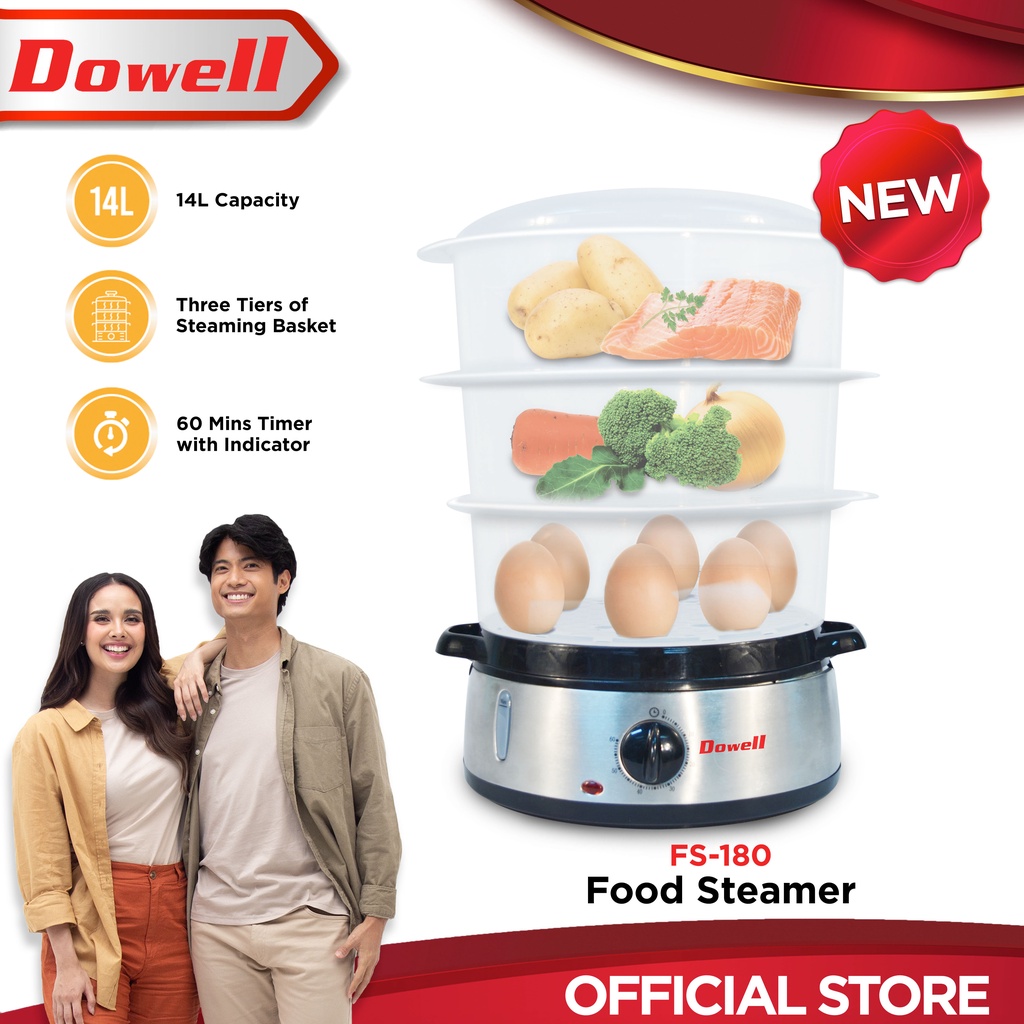 Dowell FS180 14 Liters 3Tier Siomai Siopao Food Steamer Shopee