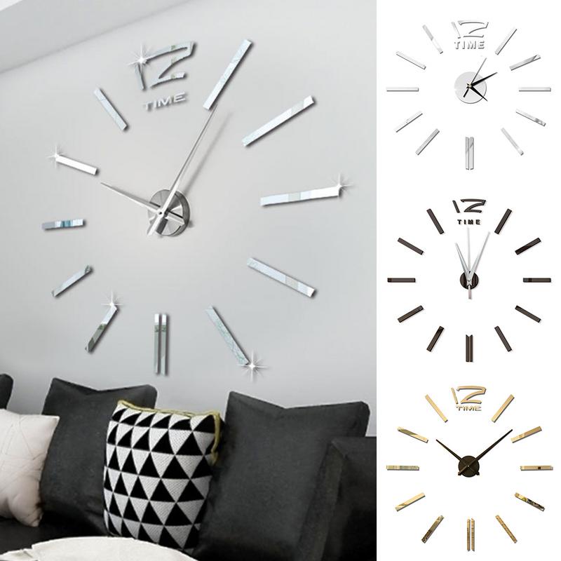Fashion Antique Mini DIY Mirror Surface Clock Sticker Mute Wall Clock ...