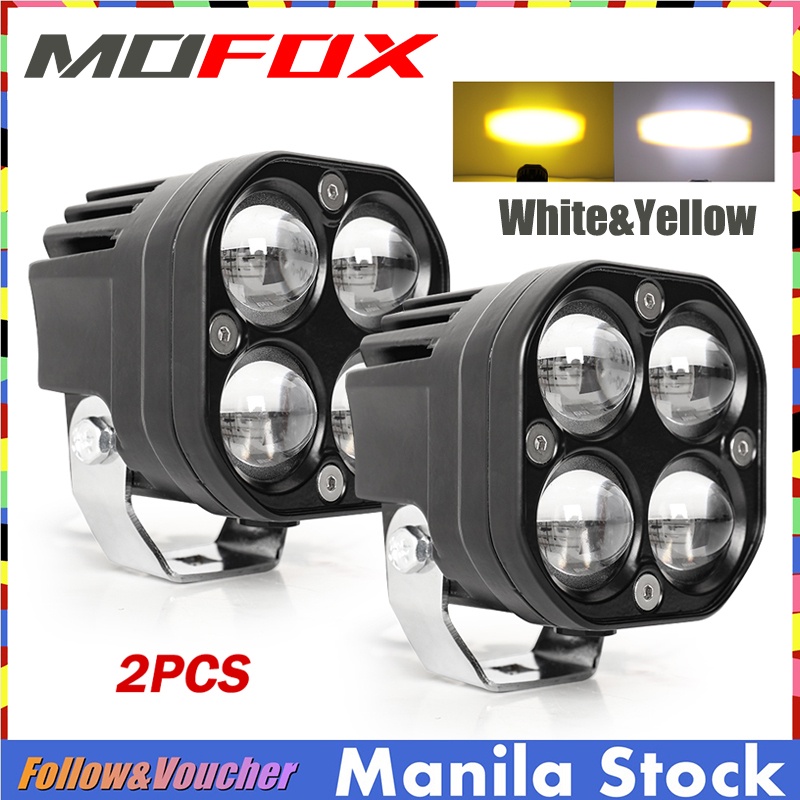 MOFOX D2 Laser Gun Led Light Motorcycle 2in1 White&Yellow Fog Light