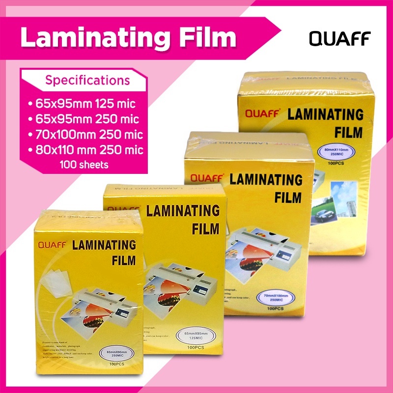 QUAFF Laminating Film ID size 95x65mm 70x100mm 80x110mm (100pcs) 125microns and