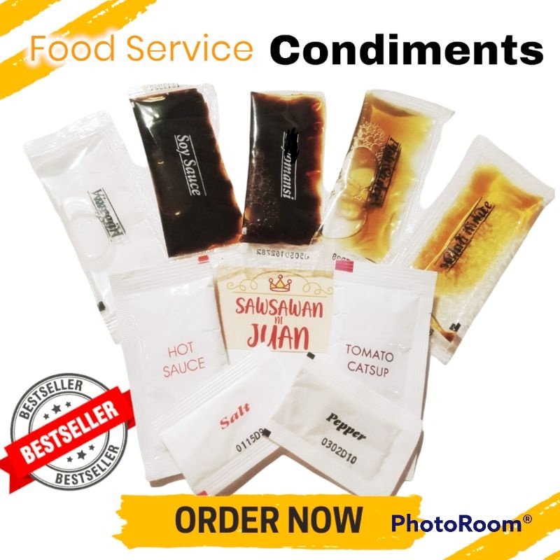 Food Condiment Sachet Approx 50/100pcs Soymansi, Vinegar, Fish sauce