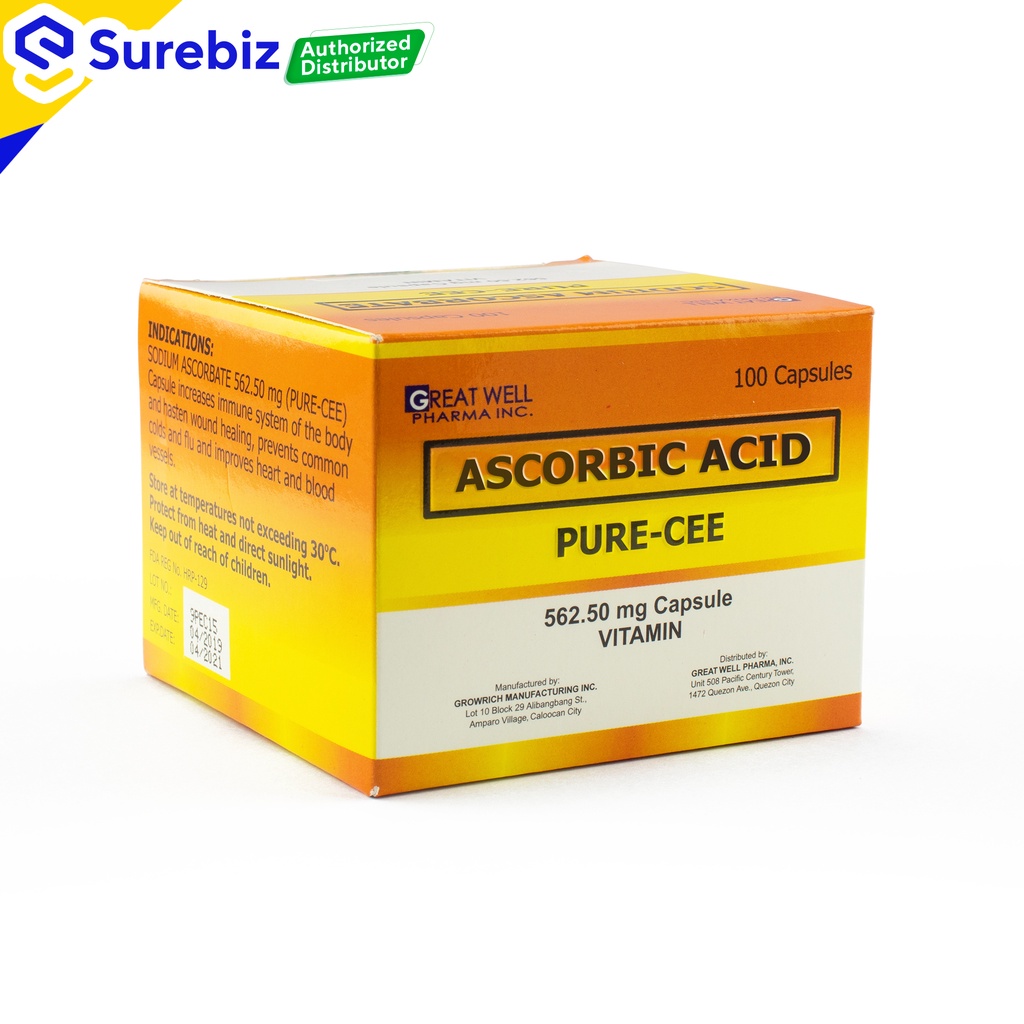 Pure Cee Ascorbic Acid (100 Capsules) Shopee Philippines