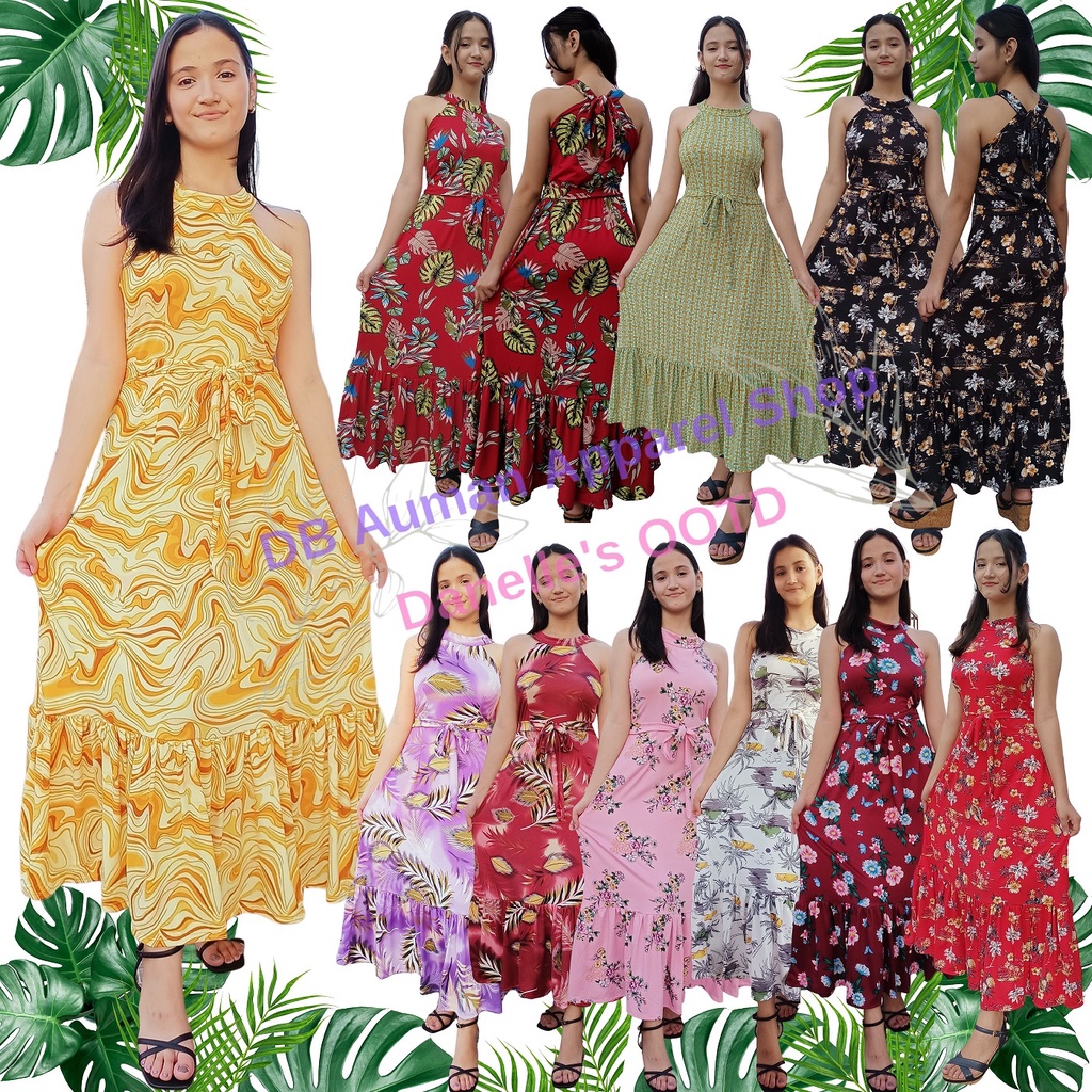 Myleen Halter Maxi Dress (Free Size M-XL Frame) | Shopee Philippines