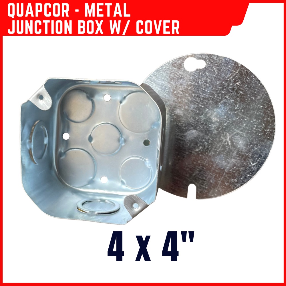 Junction Box Metal 4 x 4" Quapcor and Junction Box Cover (Sold per pc