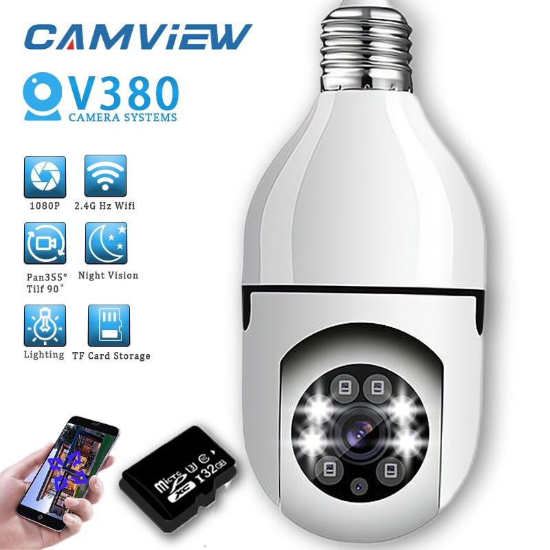 CAMVIEW V380 CCTV Camera Bulb 1080P HD Wireless Intelligent Security Camera Shopee Philippines