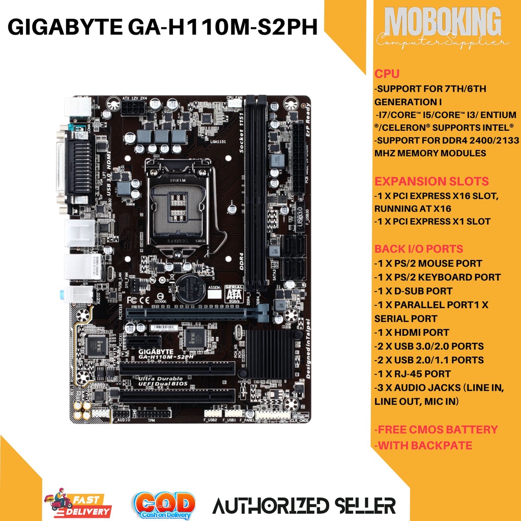 GIGABYTE GAH110MS2PH Desktop 7TH GEN Motherboard Socket LGA 1151 i3