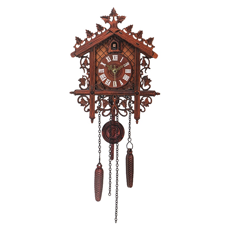 2ZXS Retro Style Wooden Cuckoo Wall Clock Art Wall Mounted Cuckoo Clock
