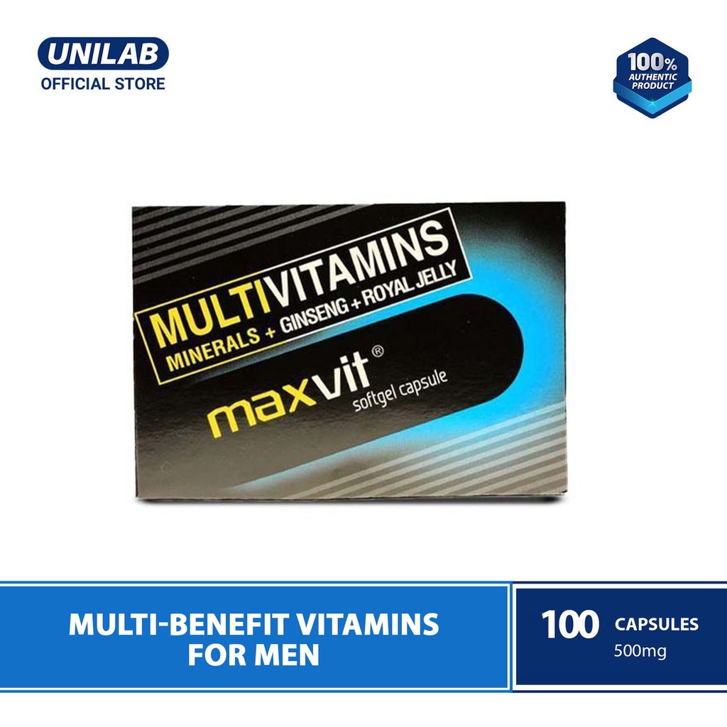 Unilab MaxVit 100 Capsules Multivitamins,Minerals with Ginseng, Royal