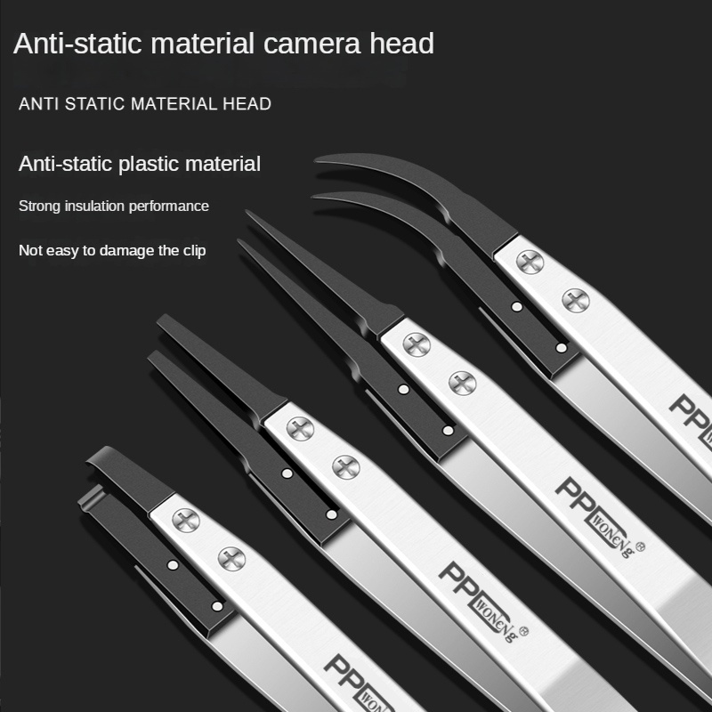KXI2 PPD Ceramic Tweezers Antistatic Bent Sharp Point Slant Flat Head