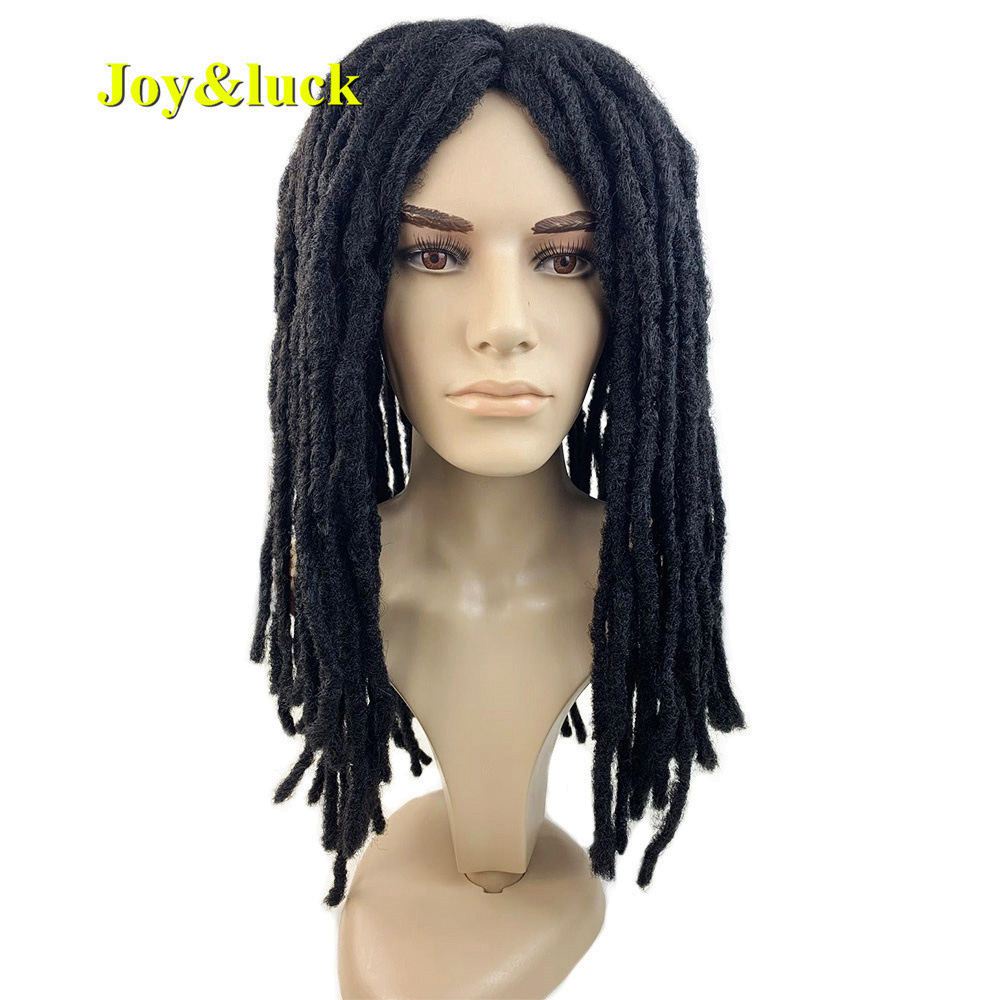 NMS3 Long Dreadlocks Wig For Men Synthetic Black Dreadlock Straight