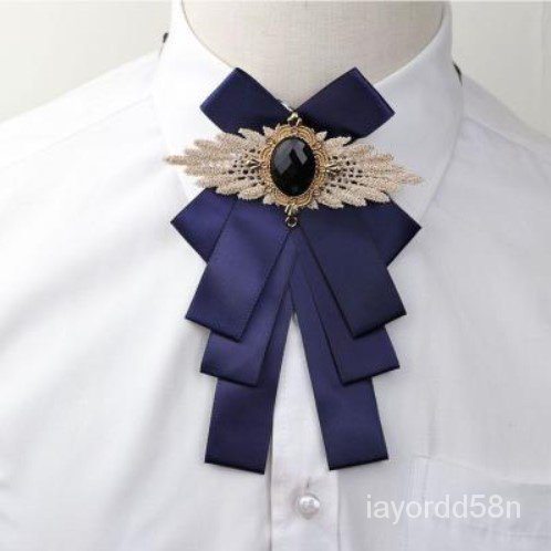 Fashion Bow Tie Rhinestone Solid Ribbon Polyester Necktie Lapel Pin ...