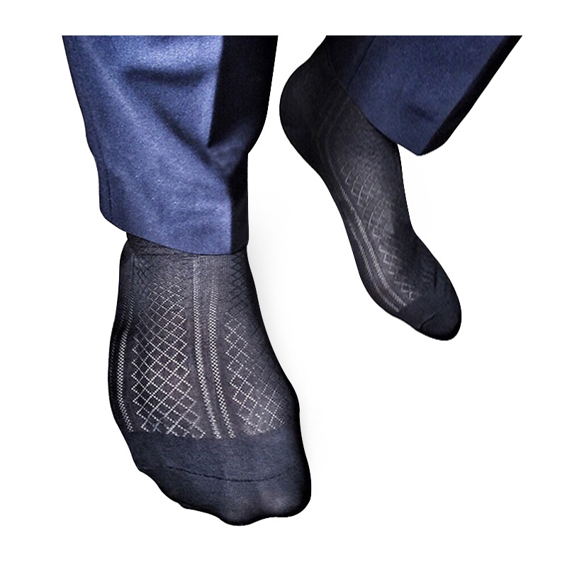 ๑℡New Summer Mens Silk Socks Formal Pattern Sheer Thin High Quality ...