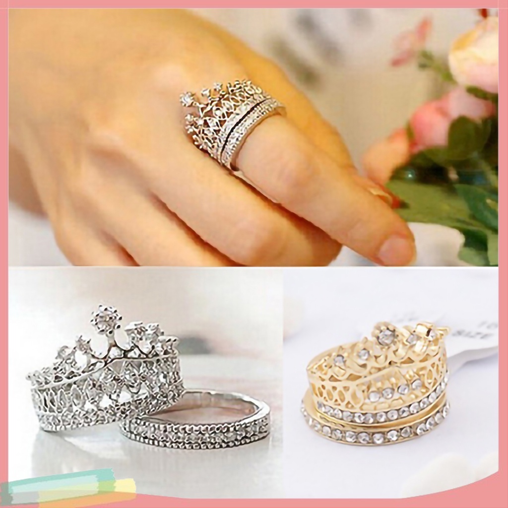 Adjustable Ring Crown, Rhinestone Jewelry, Crown-shaped Ring