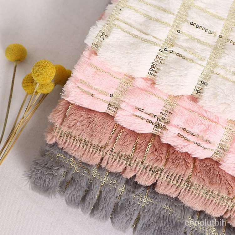 Best Quality New Fashion Design Thick White Sequin Fabric Velvet Fabric