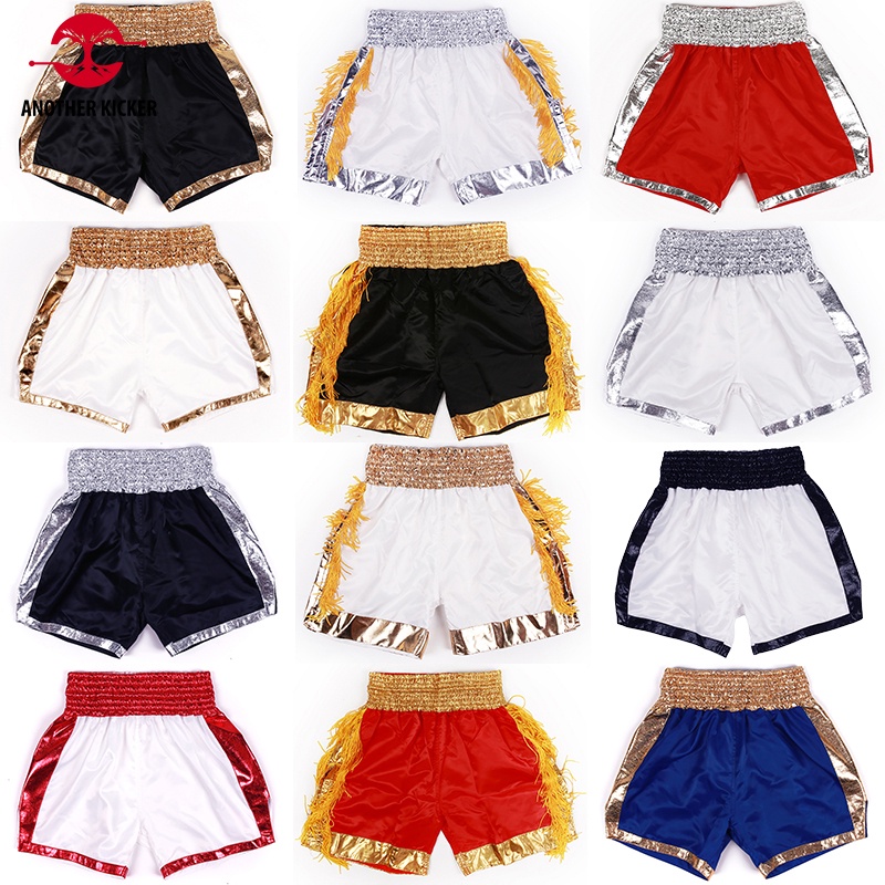 Muay Thai Shorts Blank Tassels Boxing Shorts Womens Kids Mens Fight