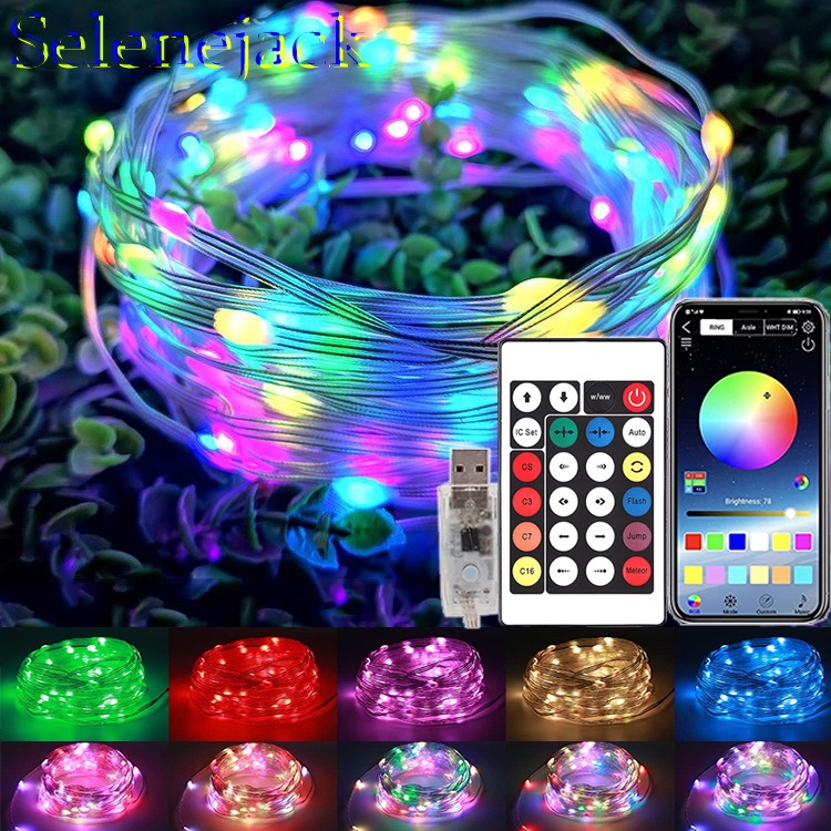 10M 100 Bluetooth Smart String Lights USB RGB Music Sync RGB Firefly ...