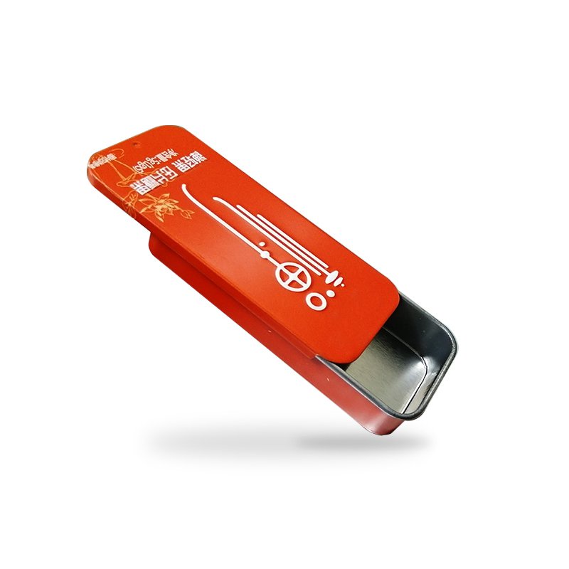 Tin Cans Slide Metal Flat Embossing Red Tin Box For Candy Mints ...
