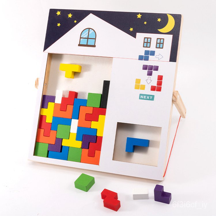 Early educational Wooden Blocks Puzzle Brain Teasers Toy Tangram Jigsaw ...
