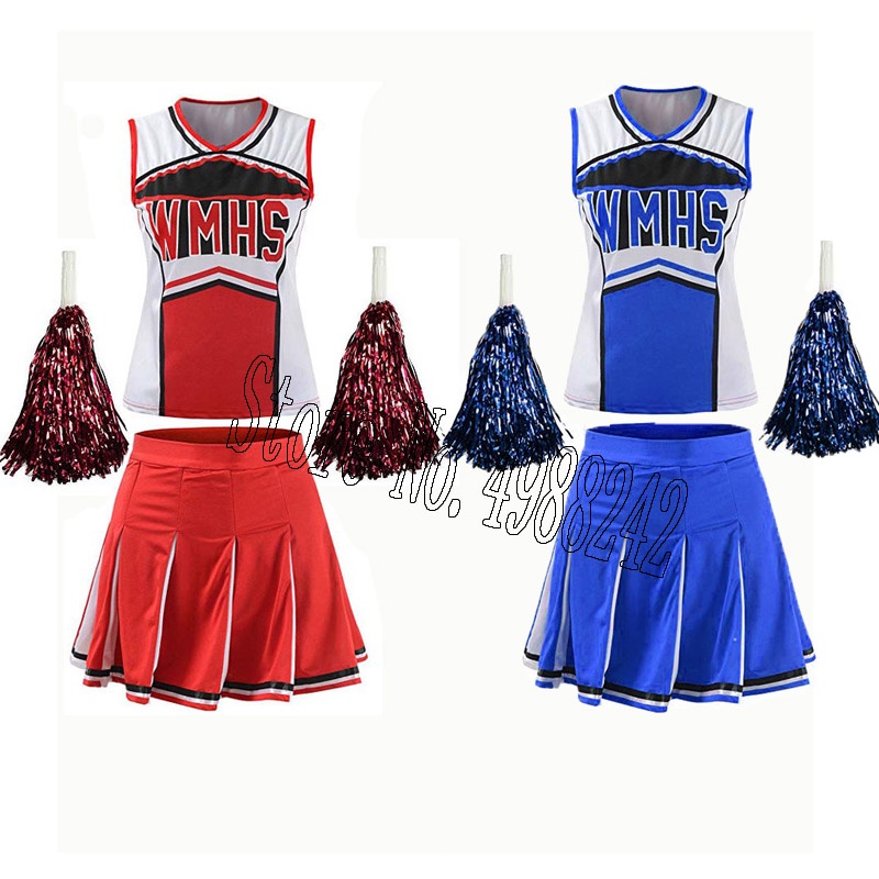 Football Cheerleader Ladies Glee Cheerleader Costume School Girl Full