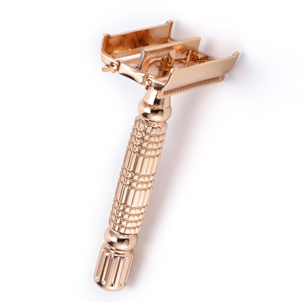 Baili rose gold butterfly Safety razor with double edge shaving blade ...