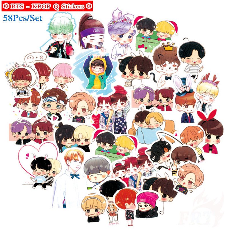 HIT BTS - KPOP Q Stickers 58Pcs/Set Waterproof Fashion HIT Decals ...