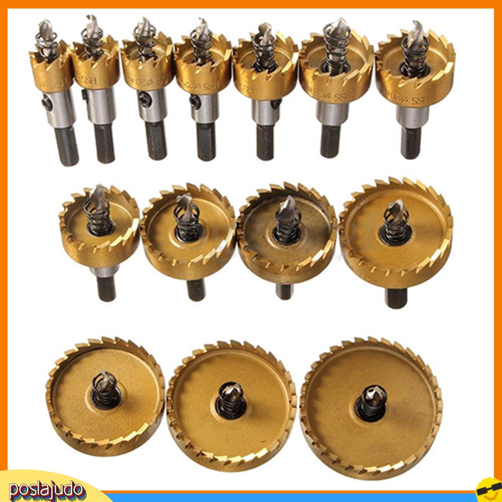 (Poslajudo) 16-60mm HSS Drill Bit Hole Saw Metal Steel Set Cutter Tool ...