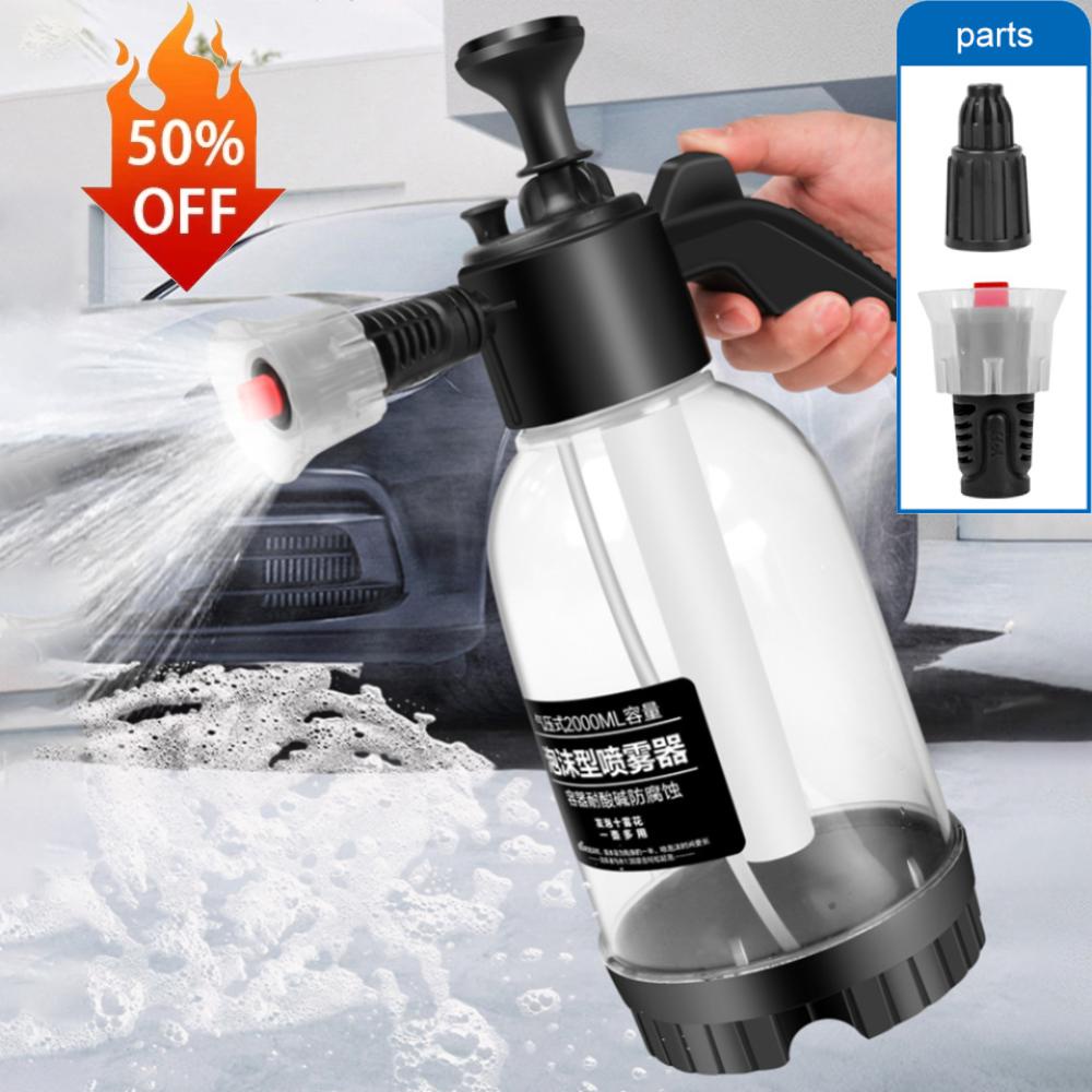 New 2L Hand Pump Foam Sprayer W/2 Types of Nozzle Hand Pneumatic Foam