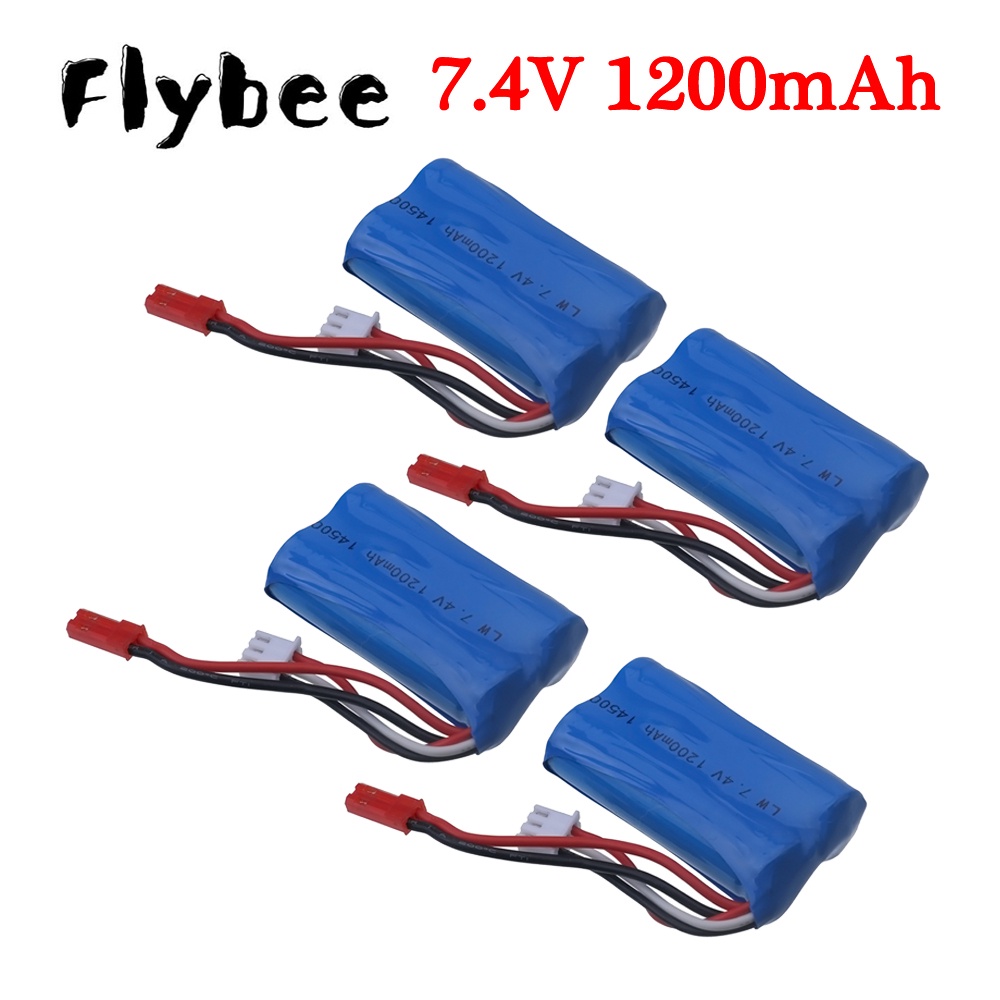Batterie 7,4V 1200mAh Pour Bateau RC – Lot 2 Pièces Avec Câble Chargeur, Compatible R206 R208 R308 TX123