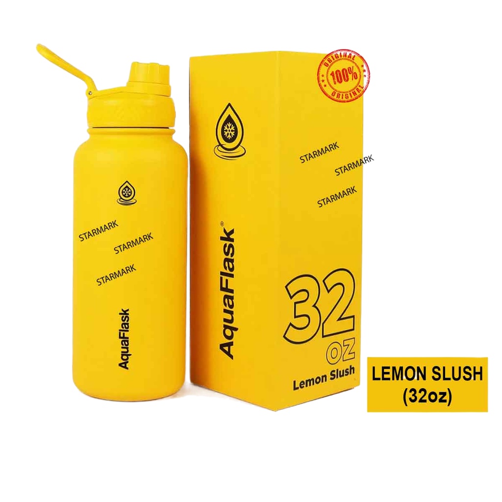 ┇aquaflask 32oz Lemon Slush Aqua Flask Wide Mouth With Flip Cap Spout Lid Flexible Cap Vacuum 9290