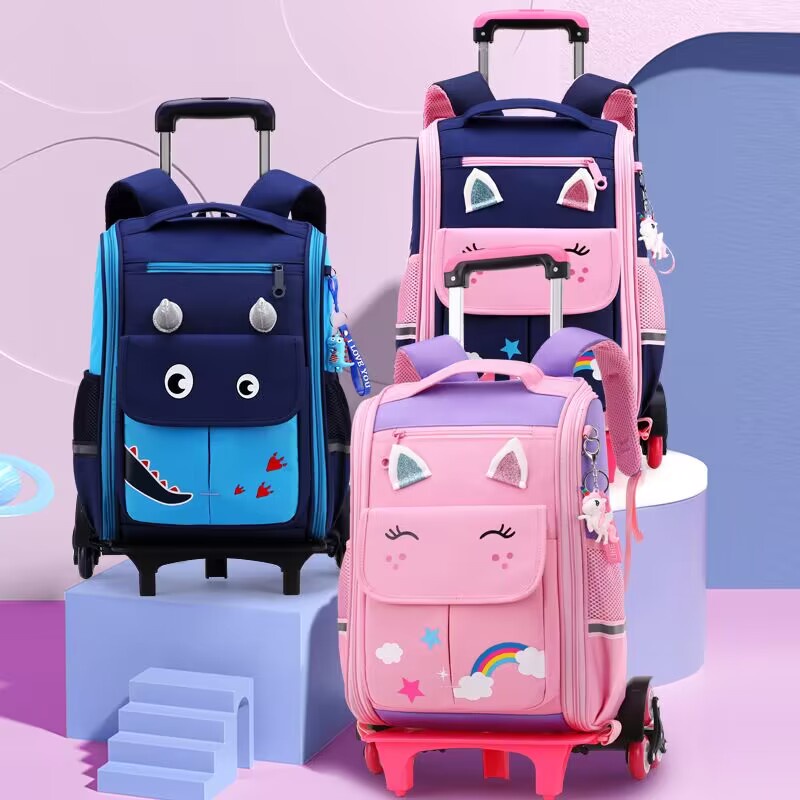 ◙♀Rainbow Unicorn trolley bag for kids girl schoolbag with wheels Children  large capacity travel bag