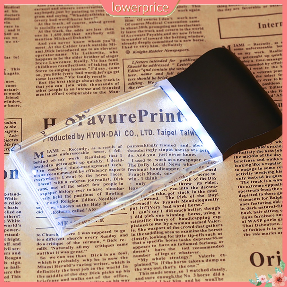2X Handheld LED Light Rectangular Magnifying Glass Seniors Reading ...