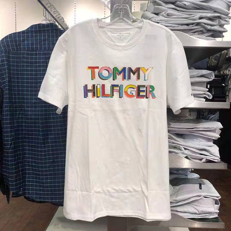 (OFFIACL SHOP) Tommy Hilfiger Legit Tshirt ORGANIC COTTON LOGO Black And White Tops Shopee