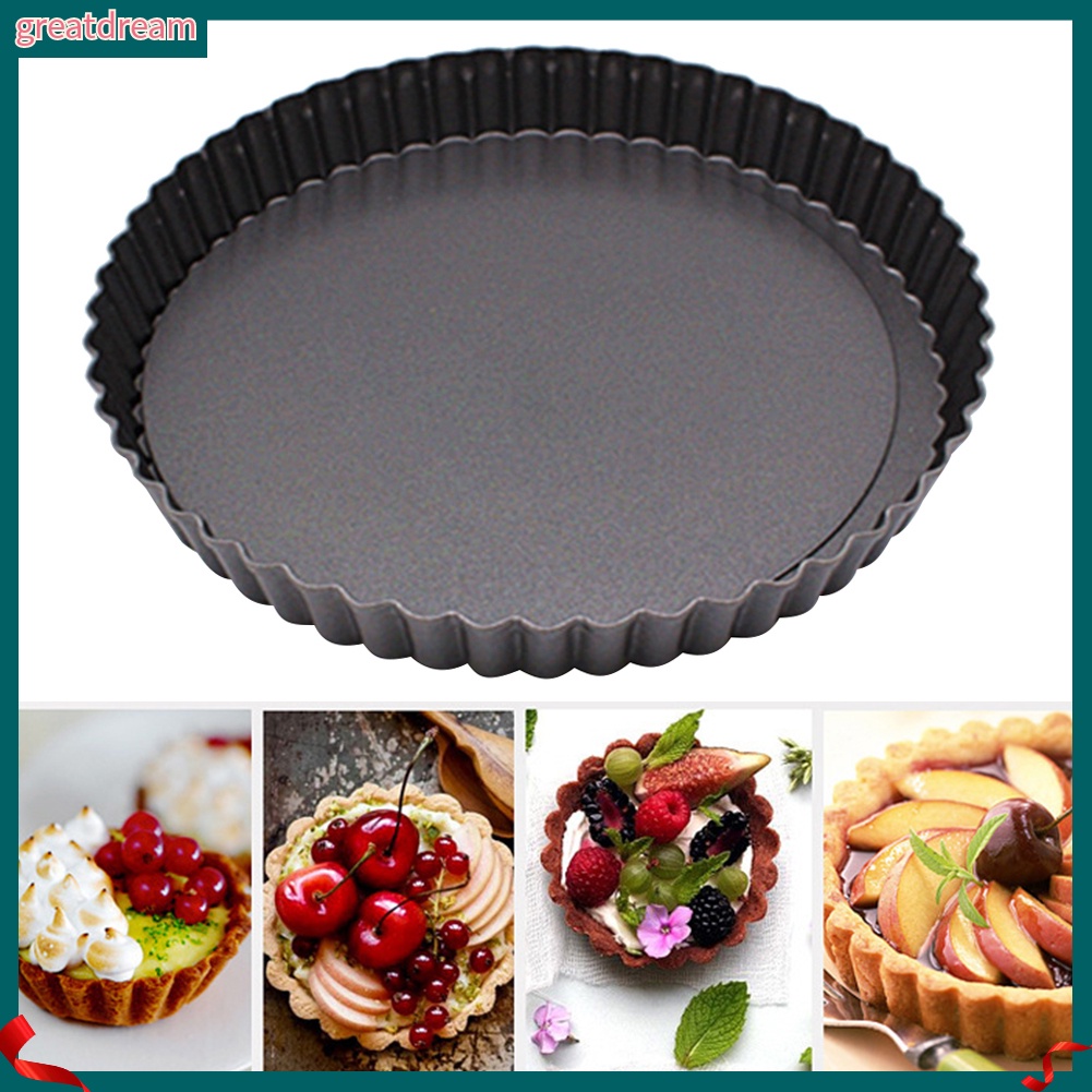 2Pcs Round Nonstick Removable Loose Bottom Pie Cake Pan Baking Mold