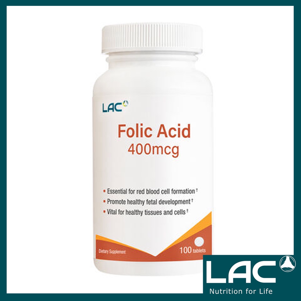 COD NEWↂ LAC Folic Acid 400mcg 100 TB (Best by: August 2025) | Shopee ...