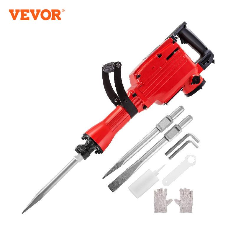 VEVOR 2200W Electric Demolition Jack Hammer Drill with 3 Chisels Heavy