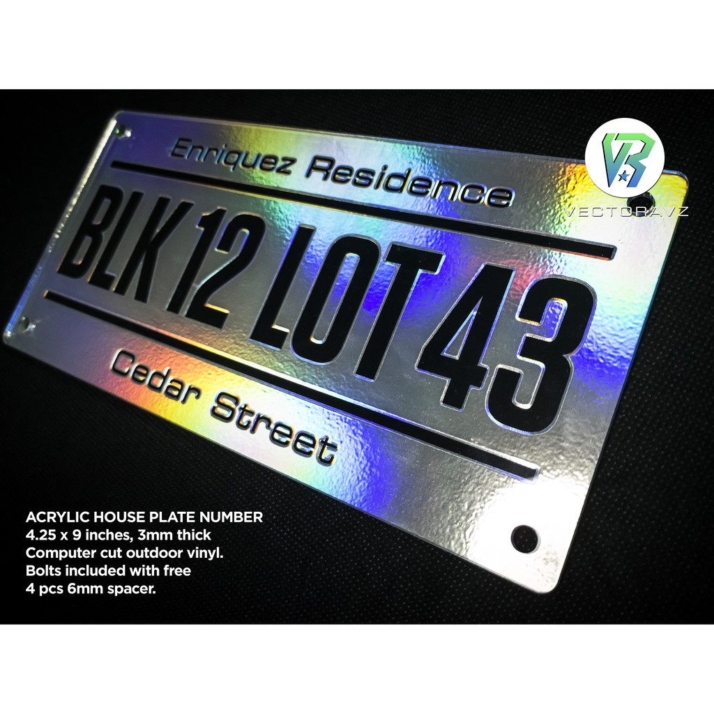 ☂(HPNV02) Home address plate / House plate number with 6mm acrylic