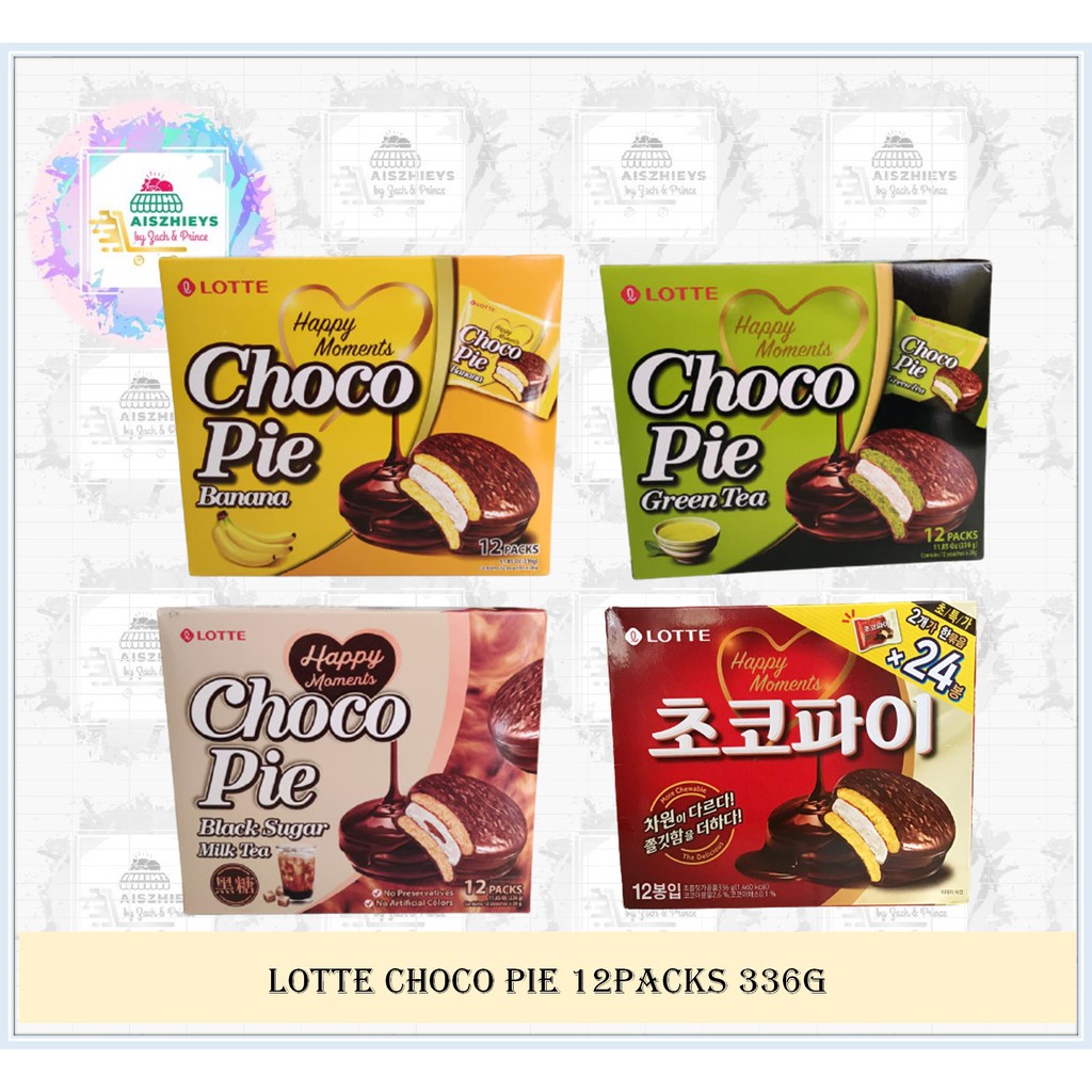 ♂℗ Lotte Choco Pie 336g 12packs Bananachocolategreenteamilktea