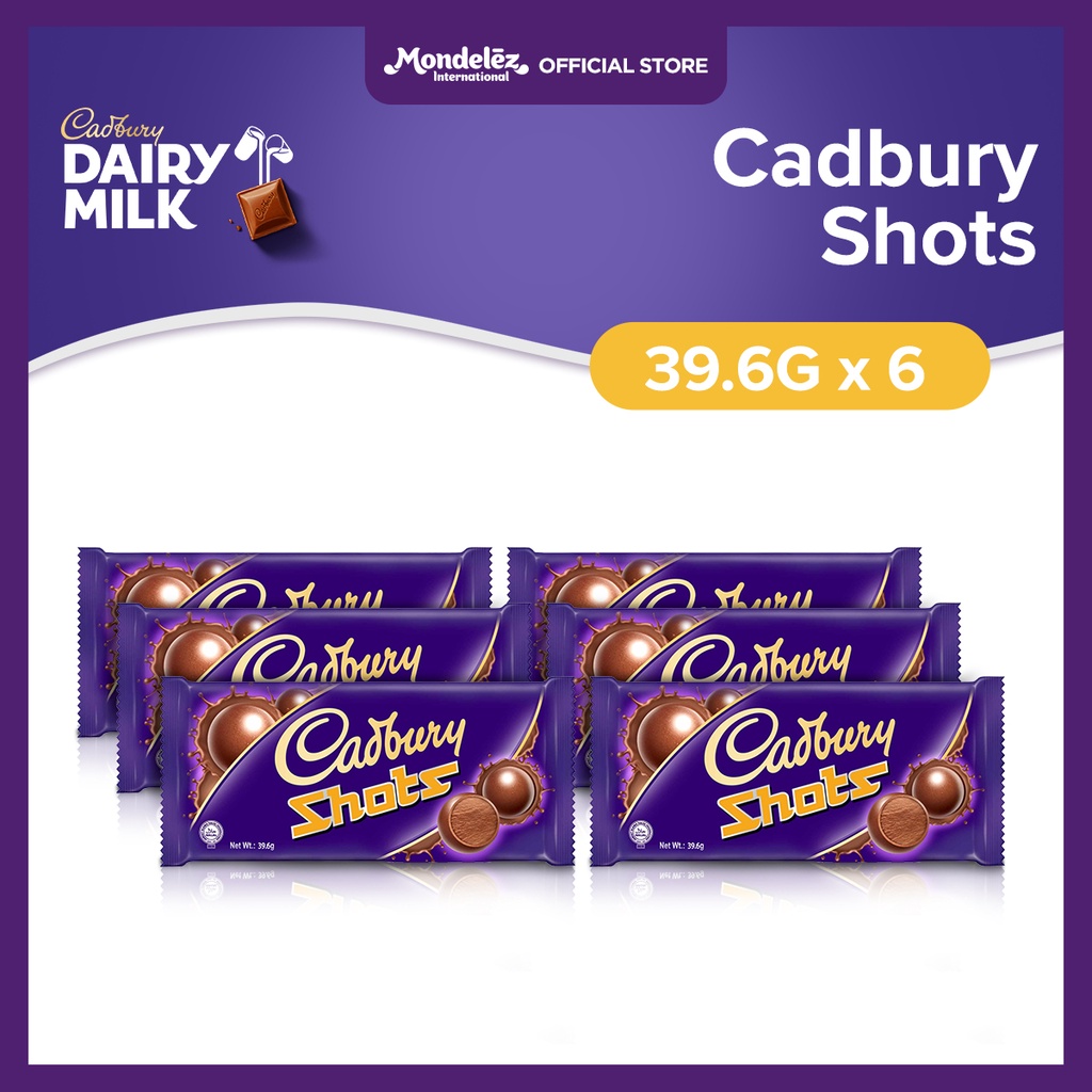 Cadbury Shots Milk Chocolate Balls 39.6g, Hard Sugar Coating, Classic